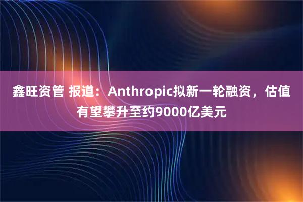 鑫旺资管 报道：Anthropic拟新一轮融资，估值有望攀升至约9000亿美元
